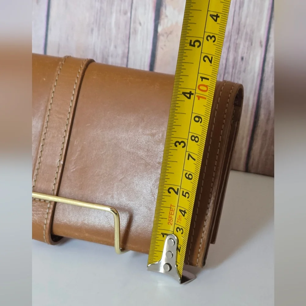 Burberry Tan Leather Continental Buckle Wallet